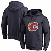 Men's Customized Calgary Flames Navy All Stitched Pullover Hoodie,baseball caps,new era cap wholesale,wholesale hats
